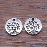 WYSIWYG 10pcs 15x15mm Round Tree Pendant Charms Antique Silver Color For Jewelry Making Zinc Alloy Jewelry Findings
