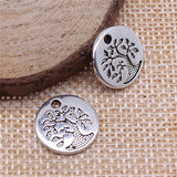 WYSIWYG 10pcs 15x15mm Round Tree Pendant Charms Antique Silver Color For Jewelry Making Zinc Alloy Jewelry Findings