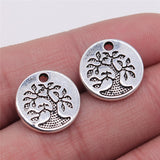 WYSIWYG 10pcs 15x15mm Round Tree Pendant Charms Antique Silver Color For Jewelry Making Zinc Alloy Jewelry Findings