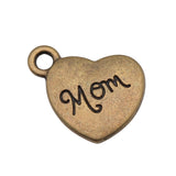 WYSIWYG 10pcs 15x18mm 2 Colors Antique Bronze Plated Family Mom Heart Charms Heart Mom Charms Mom Charms Heart