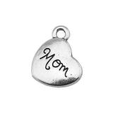 WYSIWYG 10pcs 15x18mm 2 Colors Antique Bronze Plated Family Mom Heart Charms Heart Mom Charms Mom Charms Heart