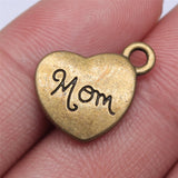 WYSIWYG 10pcs 15x18mm 2 Colors Antique Bronze Plated Family Mom Heart Charms Heart Mom Charms Mom Charms Heart
