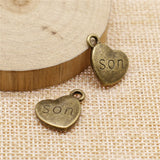 WYSIWYG 10pcs 15x18mm 3 Colors Antique Gold Color Antique Bronze Double Sided Son Heart Charms Family Pendant Charms