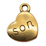 WYSIWYG 10pcs 15x18mm 3 Colors Antique Gold Color Antique Bronze Double Sided Son Heart Charms Family Pendant Charms