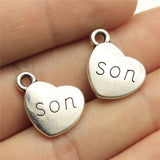 WYSIWYG 10pcs 15x18mm 3 Colors Antique Gold Color Antique Bronze Double Sided Son Heart Charms Family Pendant Charms