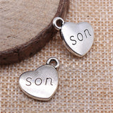 WYSIWYG 10pcs 15x18mm 3 Colors Antique Gold Color Antique Bronze Double Sided Son Heart Charms Family Pendant Charms