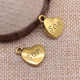 WYSIWYG 10pcs 15x18mm 3 Colors Antique Gold Color Antique Bronze Double Sided Son Heart Charms Family Pendant Charms