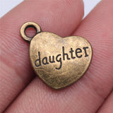 WYSIWYG 10pcs 15x18mm 3 Colors Antique Gold Color Antique Bronze Family Daughter Heart Charms Heart Daughter Charms