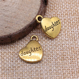 WYSIWYG 10pcs 15x18mm 3 Colors Antique Gold Color Antique Bronze Family Daughter Heart Charms Heart Daughter Charms