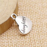 WYSIWYG 10pcs 15x18mm 3 Colors Antique Gold Color Antique Bronze Family Daughter Heart Charms Heart Daughter Charms