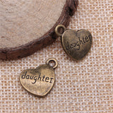 WYSIWYG 10pcs 15x18mm 3 Colors Antique Gold Color Antique Bronze Family Daughter Heart Charms Heart Daughter Charms
