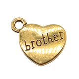 WYSIWYG 10pcs 15x18mm 3 Colors Family Brother Heart Charms Heart Brother Charms