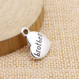 WYSIWYG 10pcs 15x18mm 3 Colors Family Brother Heart Charms Heart Brother Charms