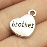 WYSIWYG 10pcs 15x18mm 3 Colors Family Brother Heart Charms Heart Brother Charms