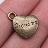WYSIWYG 10pcs 15x18mm Double Sided Grandma Heart Charms Family Heart Grandma Charms Grandma Heart Pendant Charms EF3733