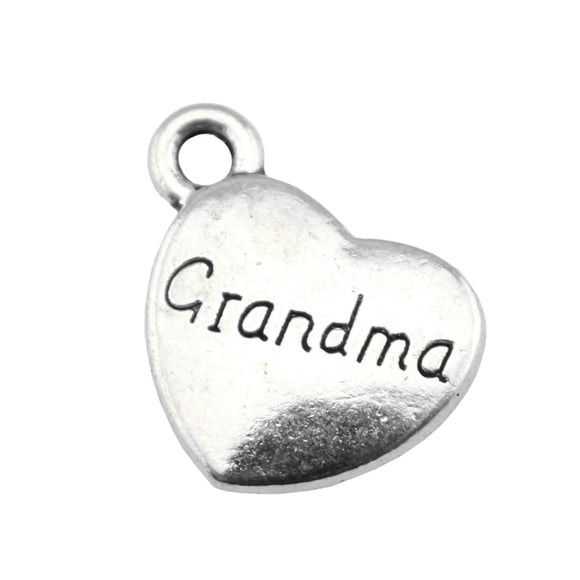WYSIWYG 10pcs 15x18mm Double Sided Grandma Heart Charms Family Heart Grandma Charms Grandma Heart Pendant Charms EF3733