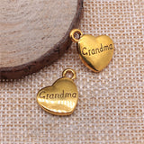WYSIWYG 10pcs 15x18mm Double Sided Grandma Heart Charms Family Heart Grandma Charms Grandma Heart Pendant Charms EF3733