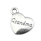 WYSIWYG 10pcs 15x18mm Double Sided Grandma Heart Charms Family Heart Grandma Charms Grandma Heart Pendant Charms EF3733