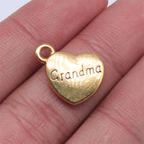 WYSIWYG 10pcs 15x18mm Double Sided Grandma Heart Charms Family Heart Grandma Charms Grandma Heart Pendant Charms EF3733