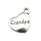 WYSIWYG 10pcs 15x18mm Double Sided Grandpa Heart Charms Family Heart Grandpa Charms Grandpa Heart Pendant Charms