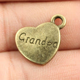 WYSIWYG 10pcs 15x18mm Double Sided Grandpa Heart Charms Family Heart Grandpa Charms Grandpa Heart Pendant Charms