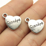 WYSIWYG 10pcs 15x18mm Double Sided Grandpa Heart Charms Family Heart Grandpa Charms Grandpa Heart Pendant Charms