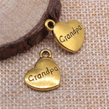 WYSIWYG 10pcs 15x18mm Double Sided Grandpa Heart Charms Family Heart Grandpa Charms Grandpa Heart Pendant Charms