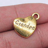 WYSIWYG 10pcs 15x18mm Double Sided Grandpa Heart Charms Family Heart Grandpa Charms Grandpa Heart Pendant Charms