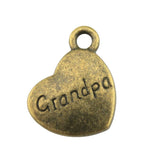 WYSIWYG 10pcs 15x18mm Double Sided Grandpa Heart Charms Family Heart Grandpa Charms Grandpa Heart Pendant Charms
