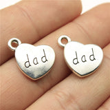WYSIWYG 10pcs 15x18mm Pendant Dad Heart Double Sided Dad Heart Charm Pendants For Jewelry Making Dad Pendants