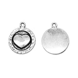 WYSIWYG 10pcs 15x18mm Round Heart Pendant Charms Antique Silver Color For Jewelry Making Zinc Alloy Jewelry Findings