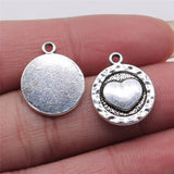 WYSIWYG 10pcs 15x18mm Round Heart Pendant Charms Antique Silver Color For Jewelry Making Zinc Alloy Jewelry Findings