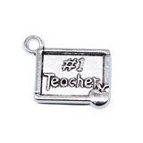 WYSIWYG 10pcs 15x19mm Antique Silver Color #1 Teacher Charms For Jewelry Making