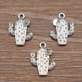 10pcs 15x20mm Cactus Charms For Jewelry Making Antique Bronze Plated Antique Silver Color Accessories ef4475