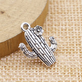 10pcs 15x20mm Cactus Charms For Jewelry Making Antique Bronze Plated Antique Silver Color Accessories ef4475