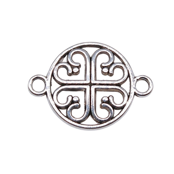 WYSIWYG 10pcs 15x20mm Filigree Flower Connector Antique Silver Color Tone Metal Jewelry Findings DIY Accessories