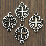 WYSIWYG 10pcs 15x20mm Filigree Flower Connector Antique Silver Color Tone Metal Jewelry Findings DIY Accessories