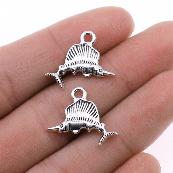 WYSIWYG 10pcs 15x21mm Charms Tuna Fish Antique Bronze Color Antique Silver Color Metal Alloy Jewelry DIY Accessories