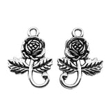 WYSIWYG 10pcs 15x21mm Flower Charms Antique Silver Color For Jewelry Making Zinc Alloy Charms Pendant DIY Jewelry Findings