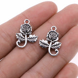 WYSIWYG 10pcs 15x21mm Flower Charms Antique Silver Color For Jewelry Making Zinc Alloy Charms Pendant DIY Jewelry Findings