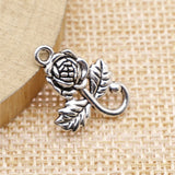 WYSIWYG 10pcs 15x21mm Flower Charms Antique Silver Color For Jewelry Making Zinc Alloy Charms Pendant DIY Jewelry Findings