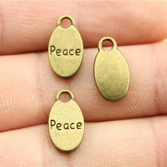 10pcs 15x8mm Peace Charms For Jewelry Making Antique Bronze Color Charms Pendants Jewelry Accessories ef4364