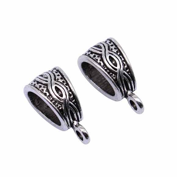 WYSIWYG 10pcs 15x9mm Antique Silver Color Carved Bail Beads For Jewelry Making DIY Jewelry Findings