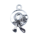 WYSIWYG 10pcs 16X26mm Antique Silver Color Bow Women'S Hat Charms Pendant For DIY Jewelry Making