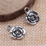 WYSIWYG 10pcs 16x12mm Antique Silver Color Flower Rose Pendant Rose Flower Pendants Charm Rose Flower Pendants