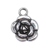 WYSIWYG 10pcs 16x12mm Antique Silver Color Flower Rose Pendant Rose Flower Pendants Charm Rose Flower Pendants