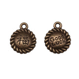 WYSIWYG 10pcs 16x13mm Chinese Style Blessing Good Luck Charms For Jewelry Making Antique Silver Plated Antique Bronze Color