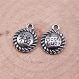 WYSIWYG 10pcs 16x13mm Chinese Style Blessing Good Luck Charms For Jewelry Making Antique Silver Plated Antique Bronze Color