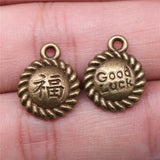 WYSIWYG 10pcs 16x13mm Chinese Style Blessing Good Luck Charms For Jewelry Making Antique Silver Plated Antique Bronze Color