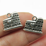 WYSIWYG 10pcs 16x13mm Housecoliseum Charms Antique Silver Color Pendant Charms For Jewelry Making Jewelry Findings